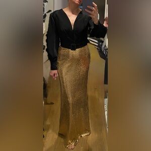 TS Couture Glamorous Gold Sequin and Black Maxi evening gown 4 Wedding Ball